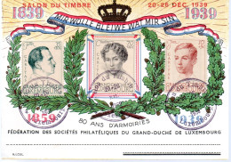 LUXEMBOURG / CARTE COMMEMORATIVE JOURNEE DU TIMBRE 1939 - Cartes Commémoratives