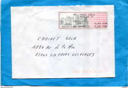 MONACO LETTRE  Voyagé Avec étiquette Palais Princier Monte Carlo Moulins GA 28 11 02à 0.46 Euro Pour France - Cartas & Documentos