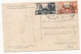 1935 COLONIE ITALIANE ERITREA CARTOLINA ASMARA PALAZZO BANCA D'ITALIA DA POSTA MILITARE 12 - Eritrée
