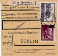 POLAND GENERAL GOVERNMENT 1943 PRINT PER PACKAGE SENT FROM WARSZAWA TO LUBLIN - Gouvernement Général