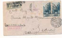1936 COLONIE ITALIANE ERITREA RACCOMANDATA AEREA DA RARA POSTA MILITARE 210 EMISSIONE B X SEDICO BELLUNO - Eritrée