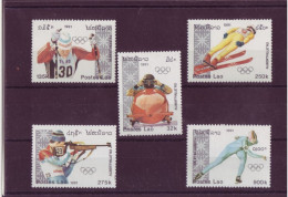 Asie - Laos - 1992 - Albertville - Jeux Olympiques D'hiver - 5 Timbres Différents - 4898 - Laos