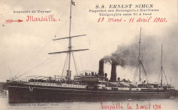 FRANCE - 13 - MARSEILLE - SS ERNEST SIMON - Paquebot Des Messageries Maritimes - Télégraphie  - Carte Postale Ancienne - Non Classés