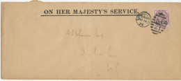 GB 1898, Large ON HER MAJESTY’S SERVICE Cover (folded Vertically In The Middle, Two Tears Above „TY’S SER“, Backside - Briefe U. Dokumente