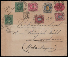 1894 SWEDEN UPRATED 10 ÖRE REGISTERED PS ENV. LANDAU, GERMANY - Lettres & Documents