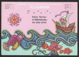 Portugal Télégramme Nouvelle Année Bateau Poisson Telegram New Year Ship Fish - Briefe U. Dokumente