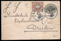 1904 SWEDEN UPRATED 4 Öre PS ENVELOPE (Mi.U7) W. 1 Öre Faz. 61, LULEA TO DRESDEN, GERMANY - BLUE CANCEL ! - Postal Stationery