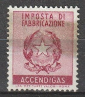 Italia Marca Da Bollo - Imposta Di Fabbricazione -Accendigas - Steuermarken