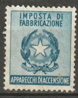 Italia Marca Da Bollo - Imposta Di Fabbricazione -Apparecchi Di Accensione - Revenue Stamps