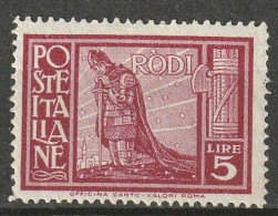 1929 Italia EGEE, Italienische Besitzung Rodi 5 Lire Mi.24 MH* (cat 120 €) - Egée (Rodi)