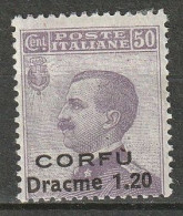 1923 Italia - Italienische Besetzung Corfu 1,20 Dr Auf 50c Mi.12 MLH* (cat 90 €) - Corfù