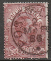 1884 Italia Pacchi Postali. 50 C  Nice Cancelation "POSTIGLA.. 2 MAR 86" Michel Paketmarken 03 Used, Usato. - Paquetes Postales