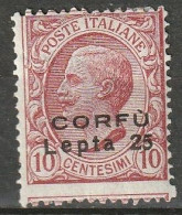 1923 Italia - Italienische Besetzung Corfu 25 Lepta Auf 10c Mi.12 MLH* (cat 90 €) - Korfu