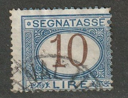 1874 Italia Porto (segnatasse) 10L Blau/braun. Michel 14 Used, Usato. (Cat € 25) - Postage Due