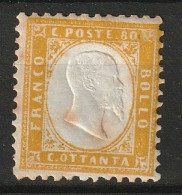 1862 Italia 80c. Dent 11,5x12  Unused Gum, Hinge - Neufs