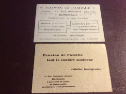Pension Maison De Famille Confort / Cuisine Bourgeoise  / Bordeaux 33 Gironde - Cartes De Visite