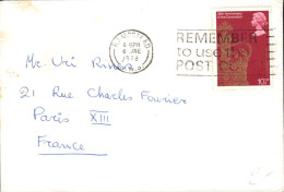 GB  SEUL SUR LETTRE POUR LA FRANCE 1978 - Cartas & Documentos