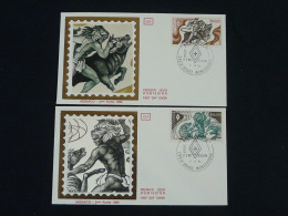 Mythologie 12 Travaux D'Hercule Croix Rouge Red Cross X2 FDC Monaco 1984 - Mythologie