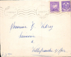 MONACO AFFRANCHISSEMENT COMPOSE SUR DEVANT DE LETTRE POUR LA FRANCE 1945 - Covers & Documents