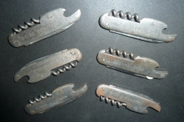 Lot De  6 Couteaux   Anciens - Bière HENEKEN -  1 Lame - Tire Bouchons Et Décapsuleur - Knives