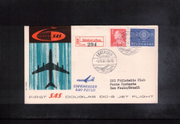 Denmark 1961 SAS First Flight  DC-8 Jet Flight Copenhagen - Sao Paulo - Brieven En Documenten