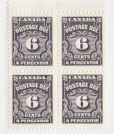 23466) Canada  1957  Mint No Hinge ** PVC Gum Postage Due Block - Usati