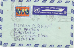 WORLD MAP STAMP, PLANE, AEROGRAMME FRAGMENT, 1971, UN NEW YORK - Aéreo