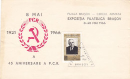 ROMANIAN COMMUNIST PARTY ANNIVERSARY, GHEORGHE GHEORGHIU DEJ STAMP, SPECIAL COVER, 1966, ROMANIA - Lettres & Documents