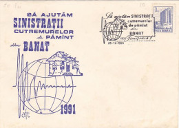 HELP BANAT EARTHQUAKE VICTIMS, SPECIAL COVER, 1991, ROMANIA - Storia Postale