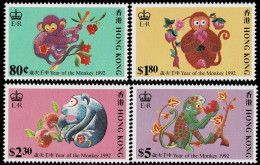 HONG KONG 1992 Mi 632-635 CHINESE NEW YEAR YEAR OF THE MONKEY MINT STAMPS ** - Nuovi