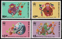 HONG KONG 1992 Mi 632-635 CHINESE NEW YEAR YEAR OF THE MONKEY MINT STAMPS ** - Nuevos