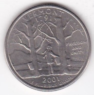 Vermont Quarter Dollar 2001 D, Georges Washington, Cupronickel KM# 321 - 1999-2009: State Quarters