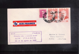 Brazil 1965 Air France First Flight Rio De Janeiro - Paris - Covers & Documents