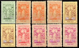 1624.CHINA,PORTUGAL, MACAO.1945-1953 10 ASSISTENCIA ST.LOT, WITHOUT GUM.3 LIGHT WRINKLES - Neufs
