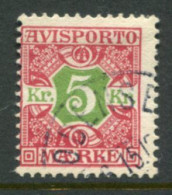 DENMARK 1907 Avisporto (newspaper Accounting Stamps) Perf. 12½  5 Kr. Used.  Michel 9X - Used Stamps