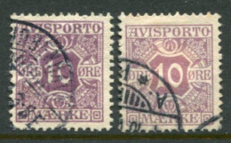 DENMARK 1907 Avisporto (newspaper Accounting Stamps) Perf. 12½  10 Ø.two Shades Used.  Michel 4X - Gebruikt