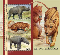 Liberia 2022, Animals Extinct, Rhino, Wild Cats, 3val In BF - Neushoorn