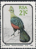 Südafrika - Federhelmturako (Tauraco Corythaix) (MiNr: 800) 1990 - Gest Used Obl - Oblitérés