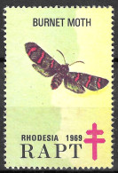RHODESIA RAPT 1969 BURNET MOTH  VIGNETTE Reklamemarke CINDERELLA RARE - Erinnofilia