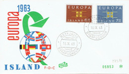 Island / Iceland - Mi-Nr 373/374 FDC (K1795) - 1963