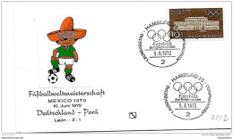 T1-77 - Carte Allemande Match Allemagne-Pérou WM Mexique 1970  - Oblit Spéciale De Hamburg - 1970 – Mexique