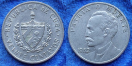 CUBA - 20 Centavos 1962 "Jose Marti" KM# 31 Second Republic (1962) - Edelweiss Coins - Kuba