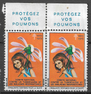 CONTRE LA TUBERCULOSE #1972 # PROTEGEZ VOS POUMONS VIGNETTE Reklamemarke CINDERELLA Erinnophilie - Erinnofilia