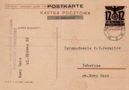 POLAND GENERAL GOVERNMENT 1940 POSTCARD  MiNr P 07 A  SENT FROM NOWY SĄCZ TO ZABEŁCZE - General Government