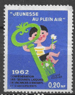 FRANCE 1962JEUNESSE AU PLEIN AIR VACANCES E` ENFANTS VIGNETTE Reklamemarke CINDERELLA Erinnophilie - Erinnofilia