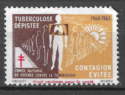 FRANCE 1964-1965 TUBERCULOSE DEPISTEE CONTAGION EVITEE VIGNETTE Reklamemarke CINDERELLA Erinnophilie - Erinnofilia