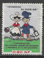 FRANCE 1962 JEUNESSE AU PLEIN AIR VACANCES E` ENFANTS VIGNETTE Reklamemarke CINDERELLA Erinnophilie - Erinnofilia