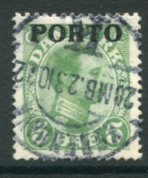 DENMARK 1921 King Christian X Definitive 5 Øre Overprinted Porto Used.  Michel Porto 2 - Postage Due