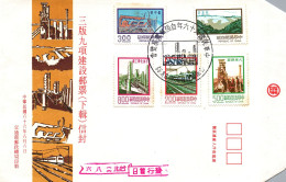 Taiwan Formosa Republic Of China FDC Development Industries Trasnport Science Factories- 9$,8$,5$,3$ And 2$ Stamps - FDC