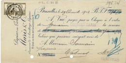 Papiers En Gros Maris & Cie - Chèque à Ordre N°54306 émis Le 29 Avril 1913 à Bruxelles - Assegni & Assegni Di Viaggio